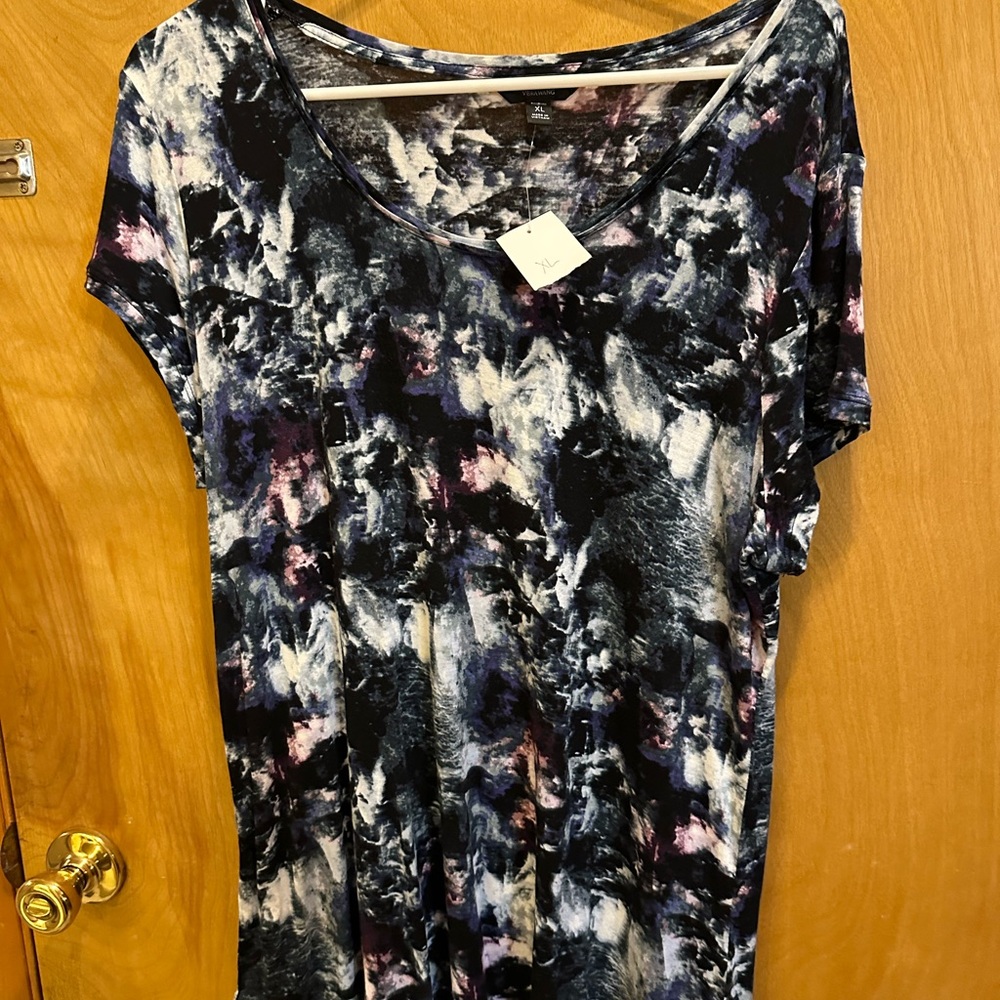 Simply Vera Vera Wang Multicolor Abstract Short Sleeve Top